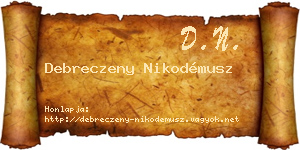 Debreczeny Nikodémusz névjegykártya